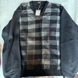 Hugo Boss V-Neck Black and Gray Sweater